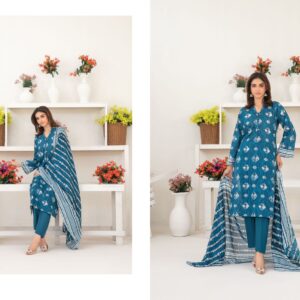 Foggy Blue 3 Piece Stitched Dress - Tawakkal
