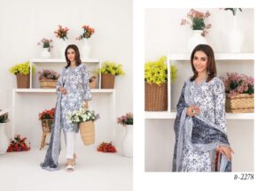 Elephant Grey and Coconut White 3 Piece Stitched - Tawakkal