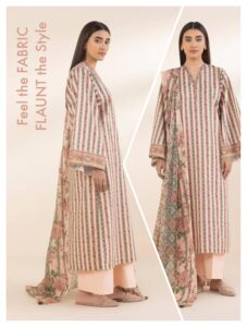 Pink and Green Printed Lawn - Sapphire