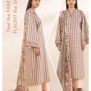 Pink and Green Printed Lawn - Sapphire