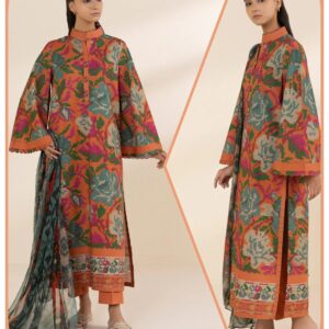 Burnt Orange  Printed Unstitched Lawn - Sapphire