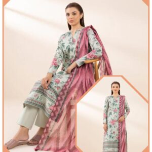 Dusty Blue and Vintage Pink Premium Lawn - Sapphire