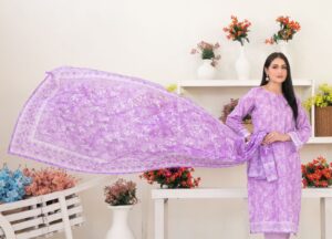 Dark Crocus Purple 3 Piece Stitched - Tawakkal