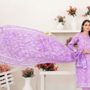 Dark Crocus Purple 3 Piece Stitched - Tawakkal